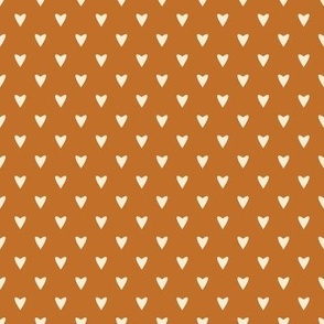 Geometry in Love - cream on yellow ochre - S small scale - cute geometric valentines hearts on burnt marmalade orange