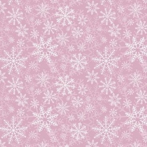 Mini - Modern & Stylised Layered Christmas Festive Snowflakes - Blush Pink