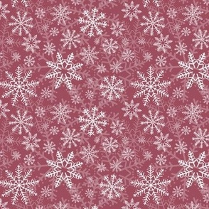 Mini - Modern & Stylised Layered Christmas Festive Snowflakes - Claret Red