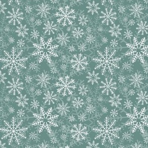 Mini - Modern & Stylised Layered Christmas Festive Snowflakes - Sage Green