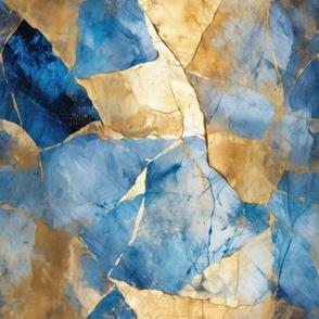 blue and gold cracked glass