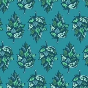 Hand-Drawn Hops Brewery Fabric & Wallpaper