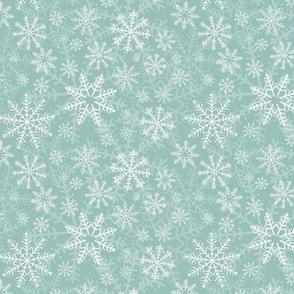 Mini - Modern & Stylised Layered Christmas Festive Snowflakes - Soft Mint Green