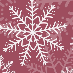 Jumbo - Modern & Stylised Layered Christmas Festive Snowflakes - Claret Red