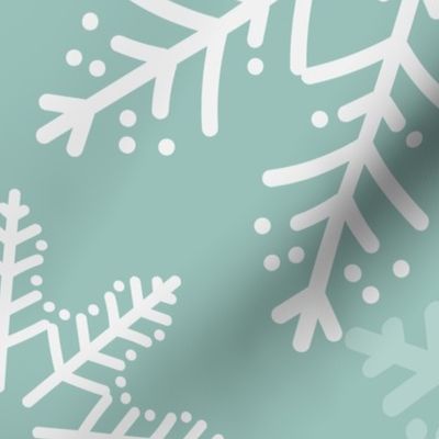 Jumbo - Modern & Stylised Layered Christmas Festive Snowflakes - Soft Mint Green