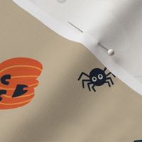 Cute Ghosts and Black Cat with Spiders, Spider Webs, and Jack-o-Lanterns – Sand