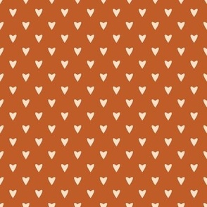 Geometry in Love - cream on red ochre - S small scale - cute geometric valentine hearts on marmalade burnt sienna orange