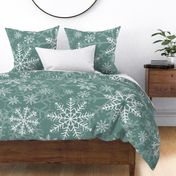 Jumbo - Modern & Stylised Layered Christmas Festive Snowflakes - Sage Green