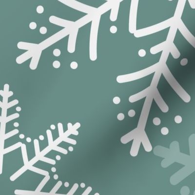 Jumbo - Modern & Stylised Layered Christmas Festive Snowflakes - Sage Green