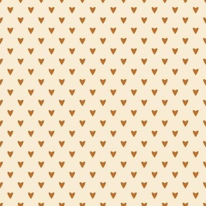 Geometry in Love - yellow ochre on cream - XS extra small tiny scale - cute geometric burnt marmalade orange valentine hearts