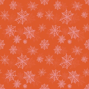 Spider Web Fabric – Orange and Pink 