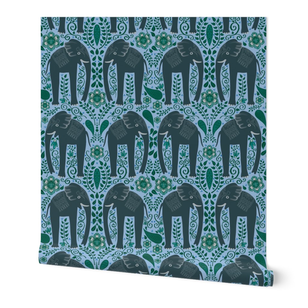 Steady Elephant on light blue