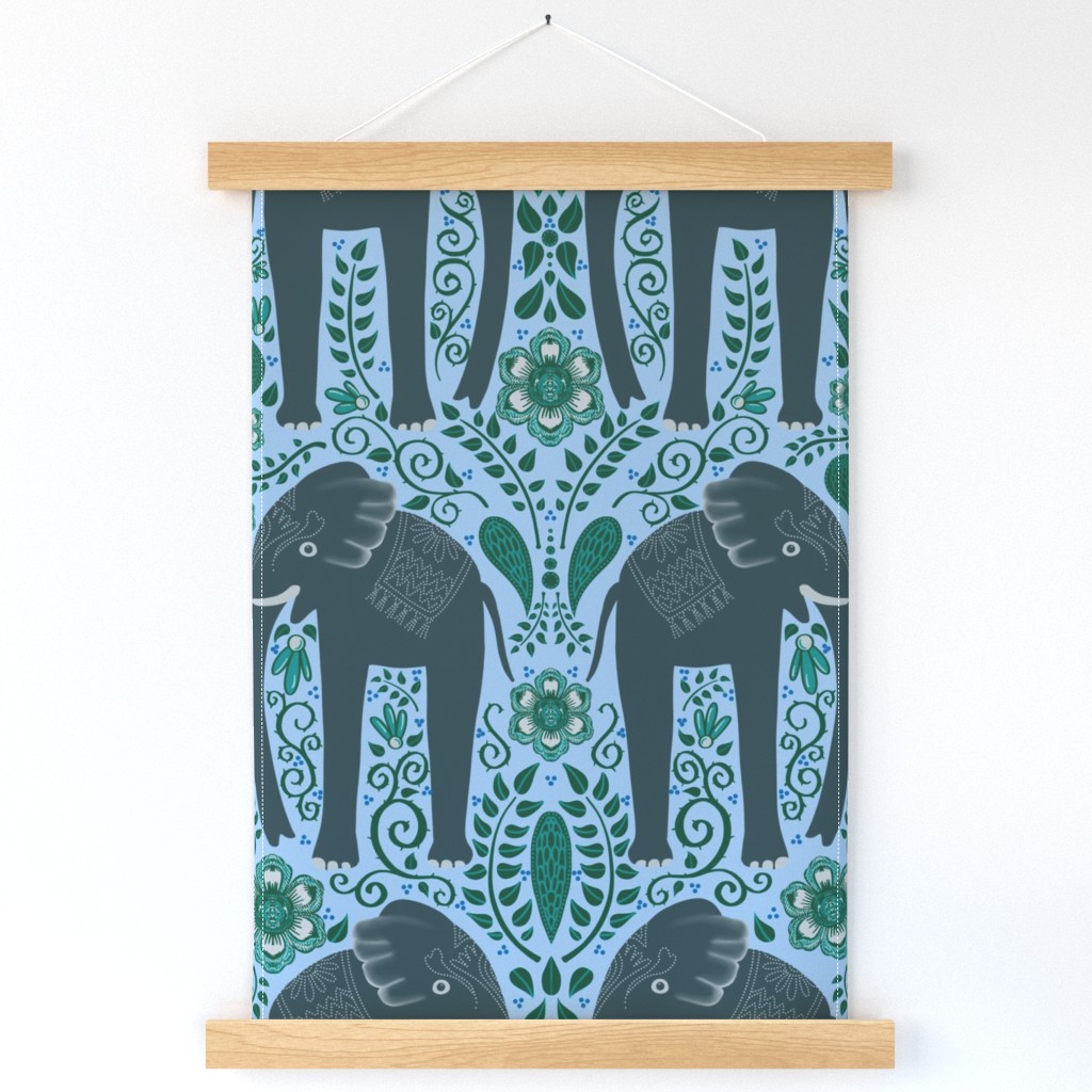 Steady Elephant on light blue