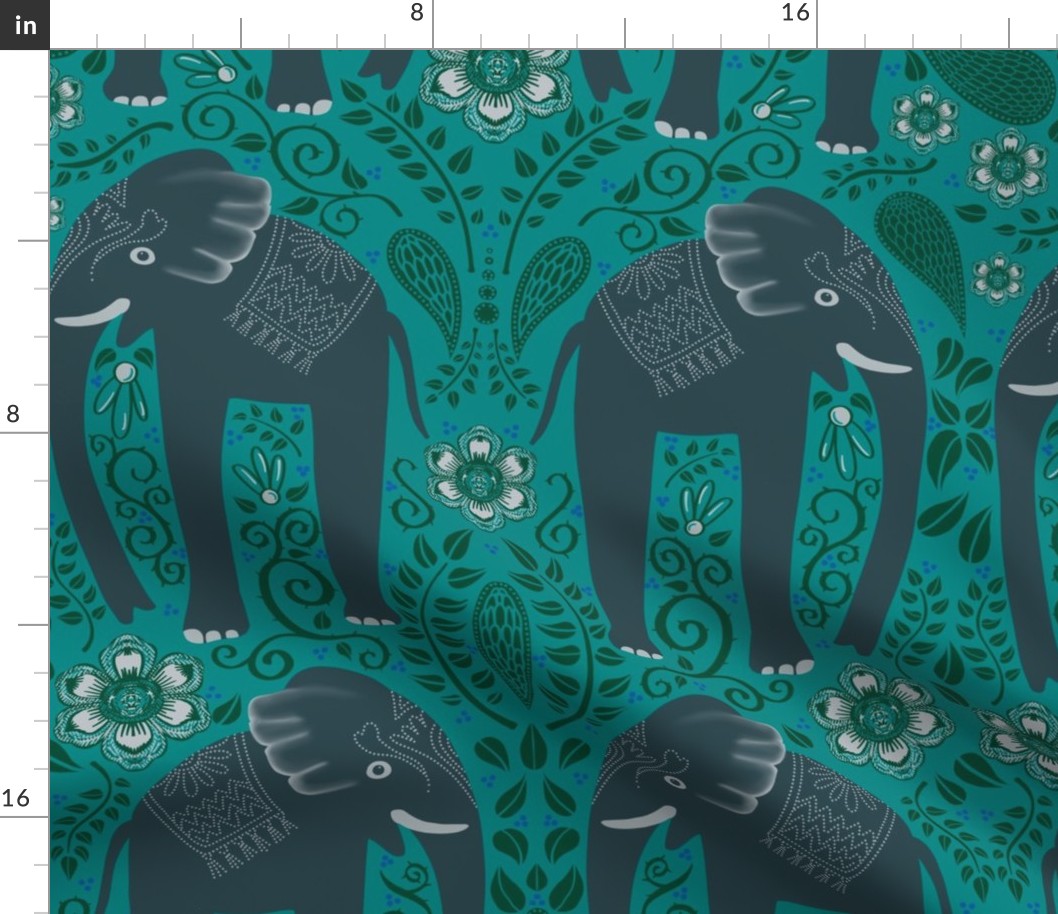 Steady Elephant on  teal