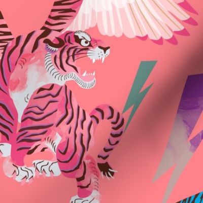 Flying Tiger tattoo pink