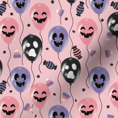 Halloween Party Balloons and Candy - Pink, Purple, and Black 