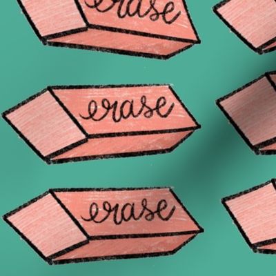 Erasers on Teal - Large - Home Hobbies - Art Supplies