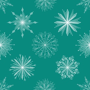 Snowflakes on Teal - Large