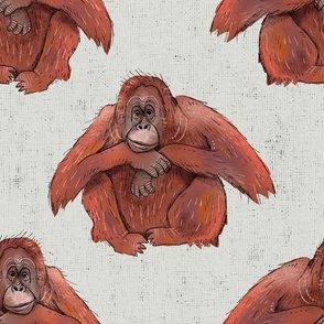 Orangutan Party - Medium  on Textured Grey