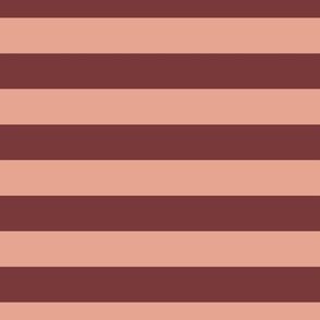 JUMBO // 2 color stripes - beet root red_ stone fruit peach - simple horizontal // 2 inch stripe 