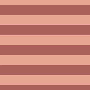 JUMBO // 2 color stripes - stone fruit peach_ wild poppy red - simple horizontal // 2 inch stripe 