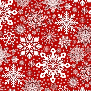 Snowflakes pattern on Red