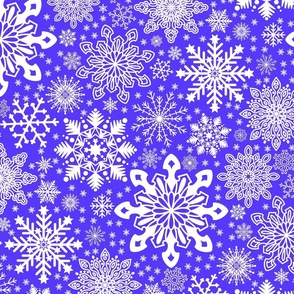 !!Snowflakes pattern on Cobalt Blue