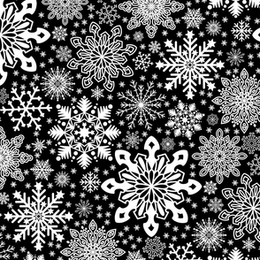 Snowflakes pattern on Black