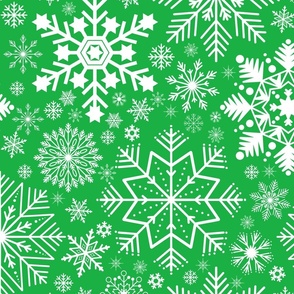 Snowflakes pattern on Green