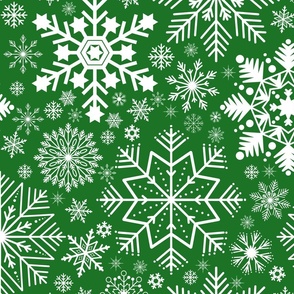 Snowflakes pattern on Dark Green
