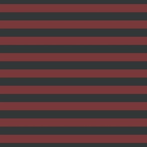 large scale // 2 color stripes - beetroot red_ night watch gray - simple horizontal // 1 inch stripe