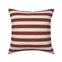 large scale // 2 color stripes - beetroot red_ corallite cream - simple horizontal // 1 inch stripe