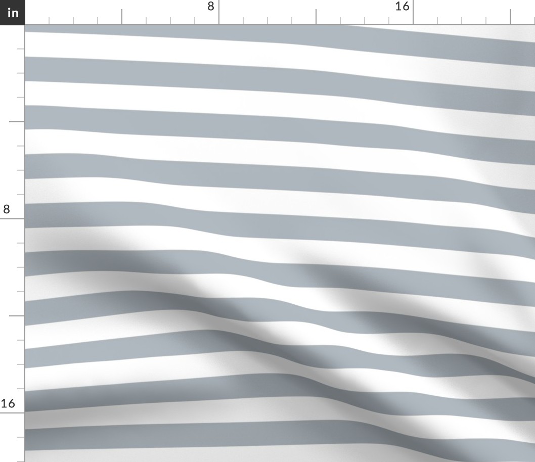 large scale // 2 color stripes - lakeside blue_ pure white - simple horizontal // 1 inch stripe
