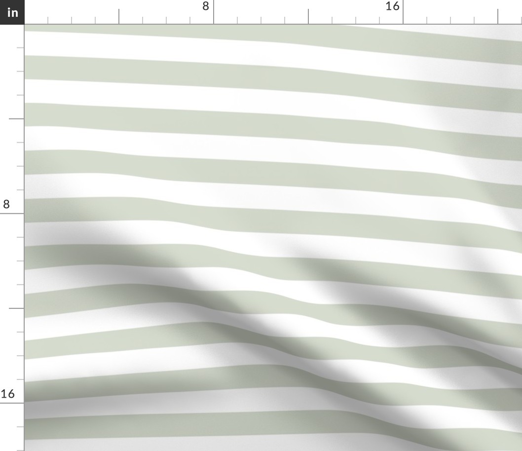 large scale // 2 color stripes - pure white_ wavecrest green - simple horizontal // 1 inch stripe