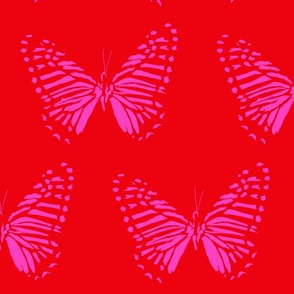 medium butterfly flight hot pink on red