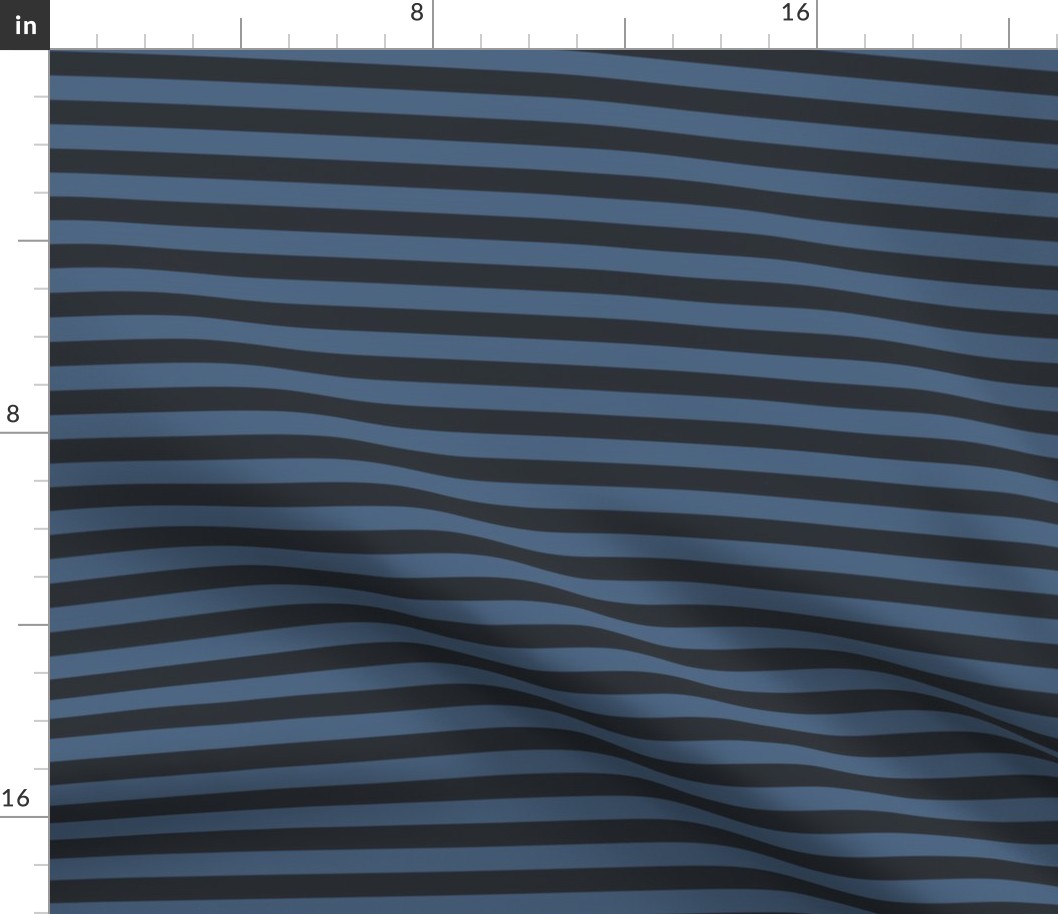 medium scale // 2 color stripes - azure tide blue_ after the storm blue - simple horizontal // half inch stripe