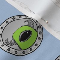 Light Blue and Green Porthole Monster