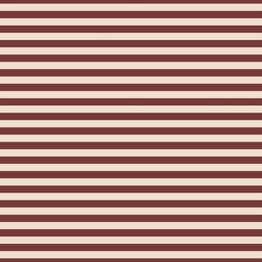 medium scale // 2 color stripes - beetroot red_ corallite cream - simple horizontal // half inch stripe