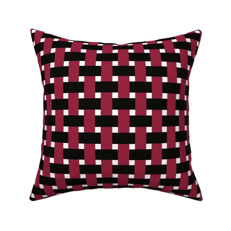  BASKETWEAVE Garnet Red and Black Woven - Medium