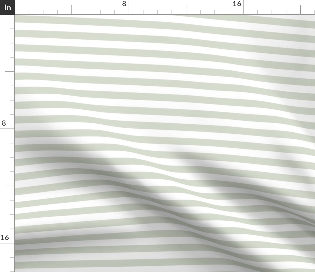 medium scale // 2 color stripes - pure white_ wavecrest green - simple horizontal // half inch stripe