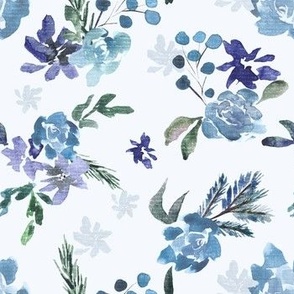 Holiday Flowers_antique Blue