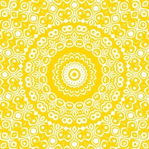 Golden Yellow Mandala Kaleidoscope Medallion Flower