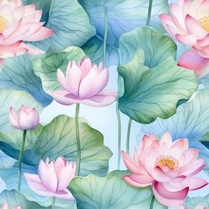 Lotus Flowers Watercolor