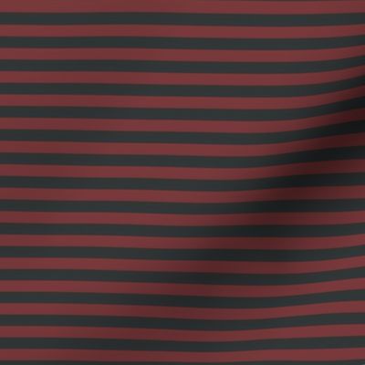 small scale // 2 color stripes - beetroot red_ night watch gray - simple horizontal // quarter inch stripe