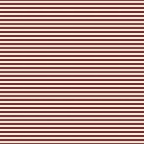 small scale // 2 color stripes - beetroot red_ corallite cream - simple horizontal // quarter inch stripe