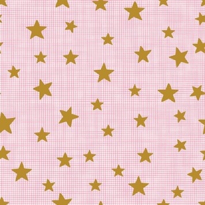 Gold Stars on Pale Pink Burlap