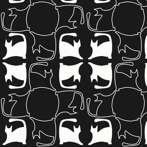 Simple Cats in Multi-direction -  Boho - Black and White