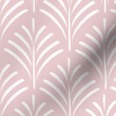 art deco fronds - pure white_ rose pink - fish scale fans