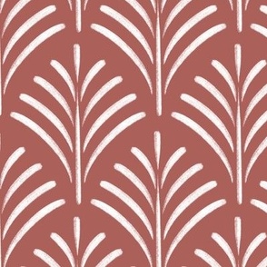 art deco fronds - pure white_ wild poppy red - fish scale fans