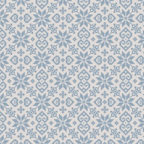 cross stitch - grey & blue - small